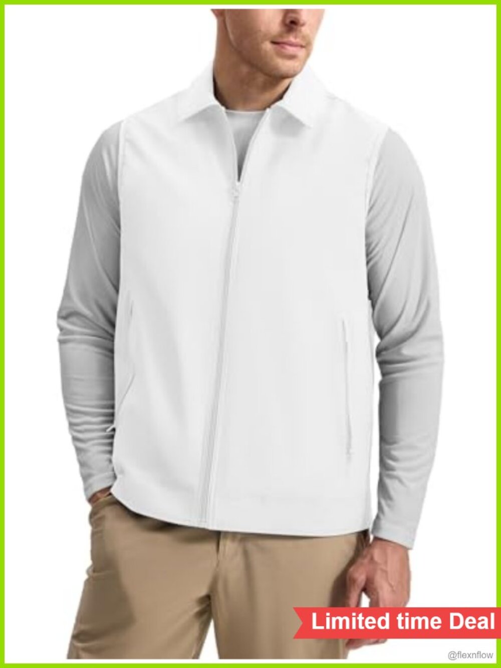 Men's Lightweight Golf Vest Zip Windbreaker Water Resistant Polyester